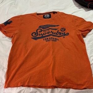 Superdry Men's Orange and Blue Graphic Tee